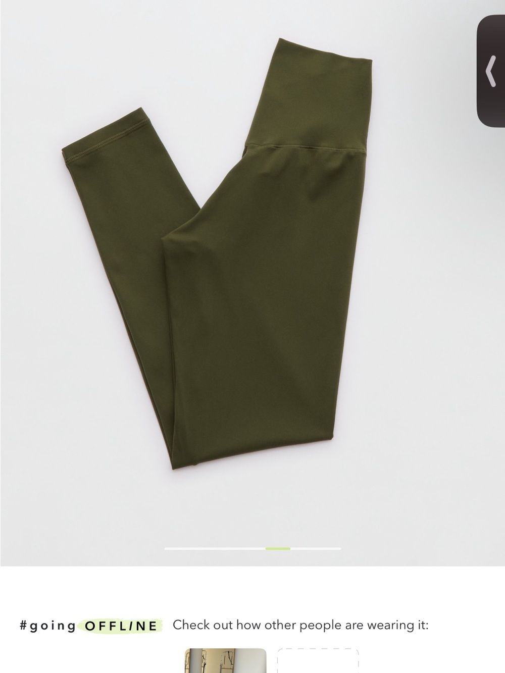 OFFLINE by Arie Real Me High Waisted Crossover Leggings Military Green NWT Sz M - Picture 5 of 15